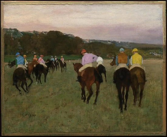 德加《朗尚赛马场》Racehorses at Longchamp，1871，可能重绘于1874