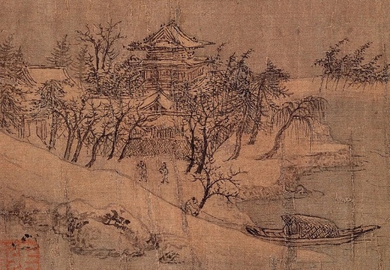  《雪江归棹图》卷末所描绘行船归来的“归棹”之意