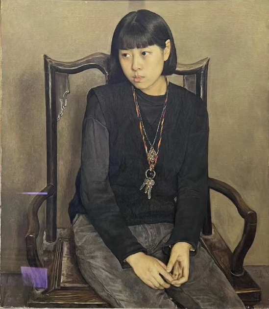 杨飞云_《挂钥匙的女孩》_80 x 70cm_油画_1992年