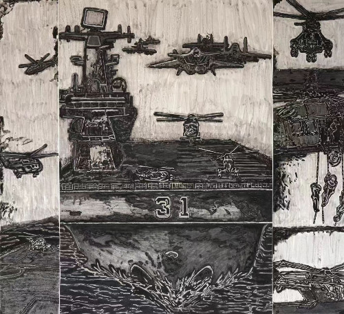 劈波斩浪，逐梦深蓝  230×207cm   2024年  张祖杰.jpg