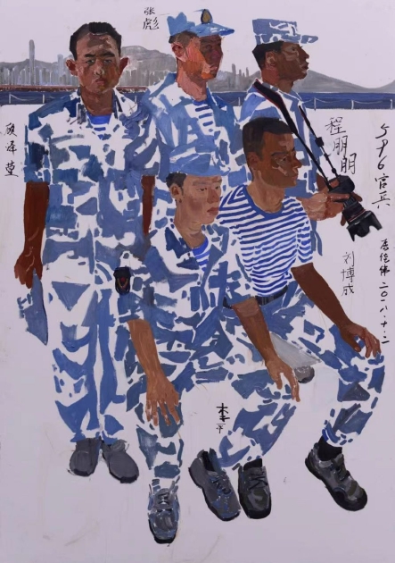 马佳伟 《驻港部队596舰队官兵》200cmX140cm  布面油画  2018年